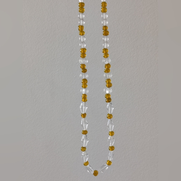 Vintage Czech Amber and Clear Glass Necklace - Picture 6 of 16